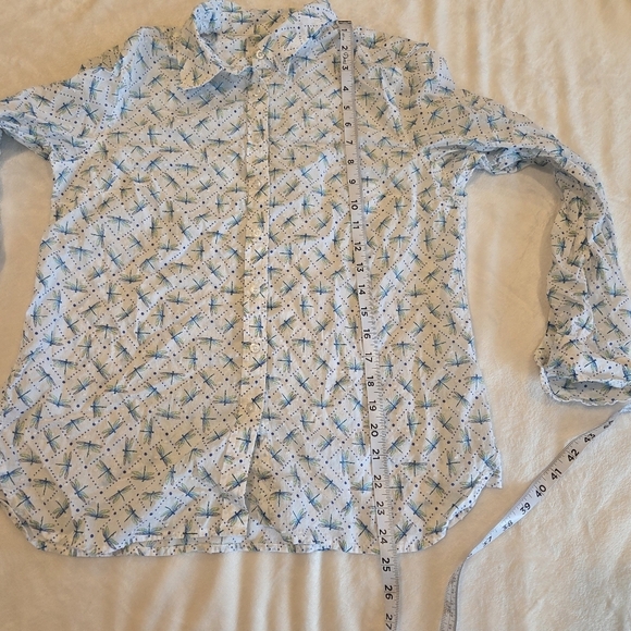 Talbots Dragon Fly Long Sleeve Button Shirt - Size Medium Petitie White Women - Picture 9 of 12